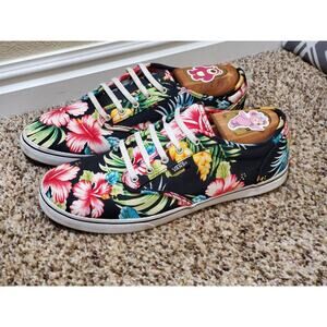 Vans Floral Sneakers Womens 9.5 Tropical Low Top Lace Up Skate Shoes